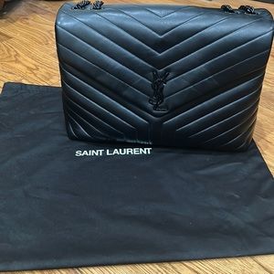 Saint Laurent Loulou large quilted tonal YSL monogram shoulder bag